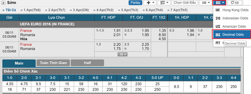 Decimal Odds
